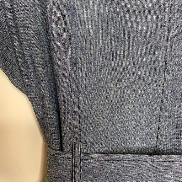 Hope & Honey Size 6 Cotton Chambray Button Up Belted Short Sleeve Shirt Dress - Picture 7 of 10